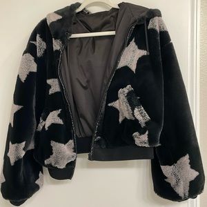 Black and gray star jacket fuzzy